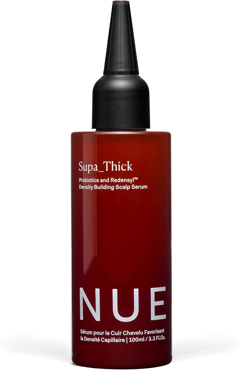 The Nue Co. Supa Thick Hair Serum - Lightweight Topical Hair Supplement for Growth & Reduced Shedding - Vegan Density Building Scalp Serum for All Hair Types | 4 oz (100 mL)
