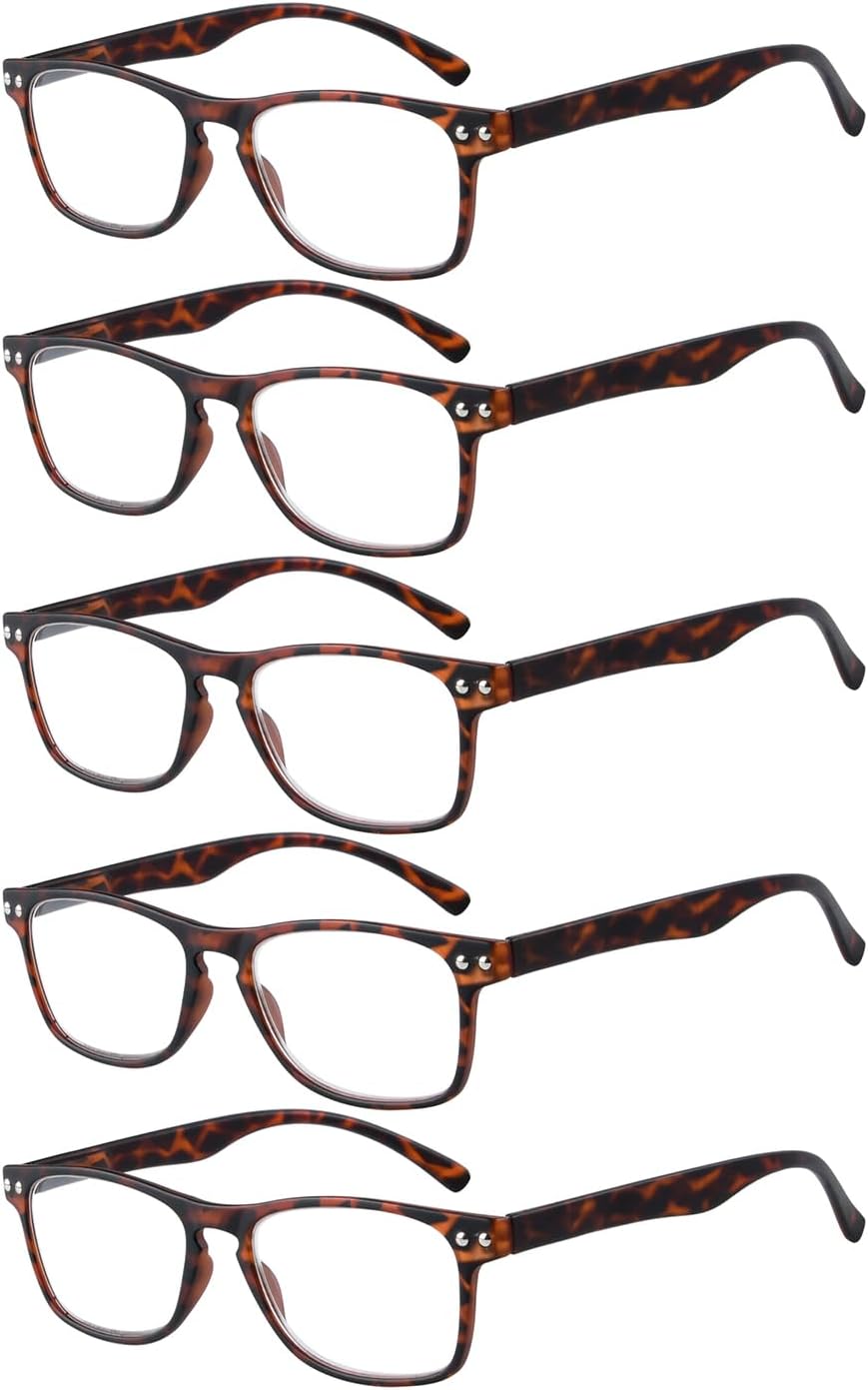 Eyekepper Ultrathin Flex Frame 5-Pack 80's Reading Glasses Tortoise +2.0