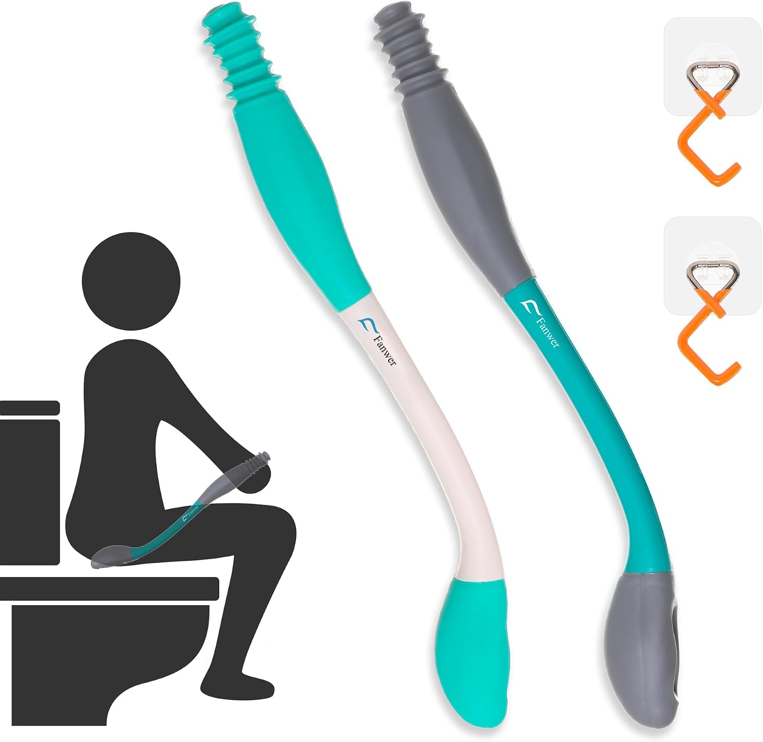 Toilet Aids for Wiping – 15.7 Long Reach Comfort Butt Wiper Tools Self-Help Toilet Butt Wipe Tool, Elderly from Back Surgery