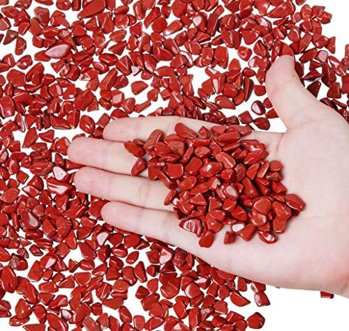 Red Jasper Tumbled Chips Stone Crushed Crystal Quartz Irregular Shaped Stones for Crafts,Vases Filler, Succulent Plants, Aquarium Gravel Rocks Plants Succulents Cactus 1 Pound (About 460 Gram)