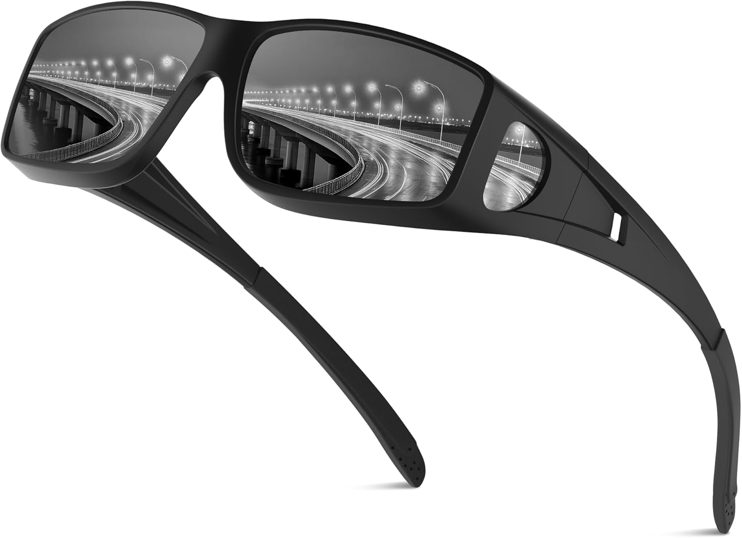 Night Vision Glasses for Men - Drive Bright Anti-glare Polarized Night Driving Glasses for Women Men, Black Gray Lens
