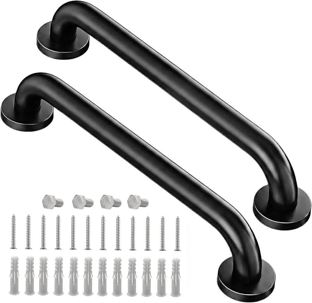 Safety Handle Bar Iron Outdoor Deck Rail Banister Bath Shower Indoor & Outdoor Deck Hand Rail 500LBS Load Capacity Wall Mount Stainless Steel 2 Pack
