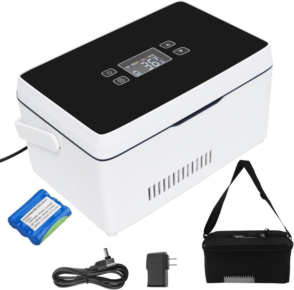 Electric Insulin Cooler Travel Case Box, Insulin Fridge Portable Insulin Refrigerator, Diabetic Travel Case, 32℉-64℉Temperature Control LCD Display(Large)