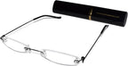 Rimless Reading Glasses for Men and Women +2.0 Black Ultra Slim and Ultra Light Includes Aluminium Matching Case by ilovemyreadingglasses