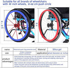 2Pcs Rear Wheel Sports Wheelchair Non-Slip Silicone Cover, Wheelchair Pusher Cart Ring Protective Sleeve, Hand Push Cover Wheel Snare Pads,Red-22in