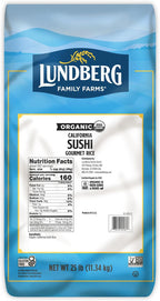 Lundberg Organic Sushi Rice, Bulk, Sticky White Japanese-Style Short Grains, Responsibly Grown in California, 25 Lbs
