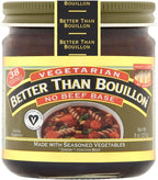 Better Than Bouillon Vegetarian No Beef Base, Made with Seasoned Vegetables, Certified Vegan, Makes 9.5 Quarts of Broth, 38 Servings 8 Ounce (Pack of 1)