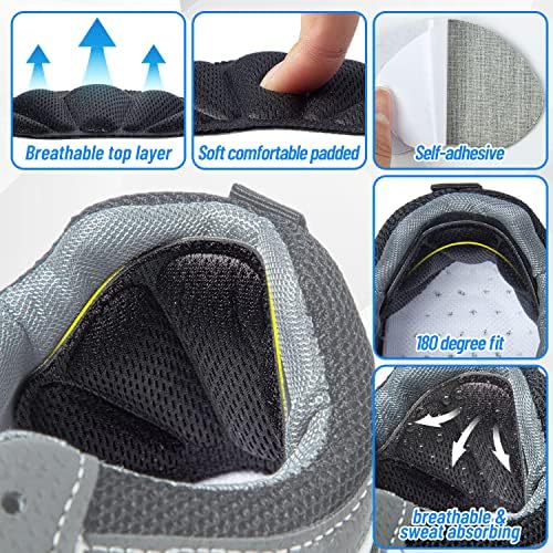Shoe Heel Inserts, 8 Pcs Mesh Self-Adhesive Heel Cushion Pads for Back of Heel, Heel Cushion Inserts Prevent Shoes Too Big for Women Men, Black
