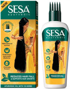 SESA Ayurvedic Hair Oil With Bhringraj & 17 Rare Herbs With Coconut Oil and 4 Nourishing Oil For Hair Growth Help Control Hair Fall & Easy Hair Oil Applicator For Women and Men, 6.76 Fl Oz or 200 ml
