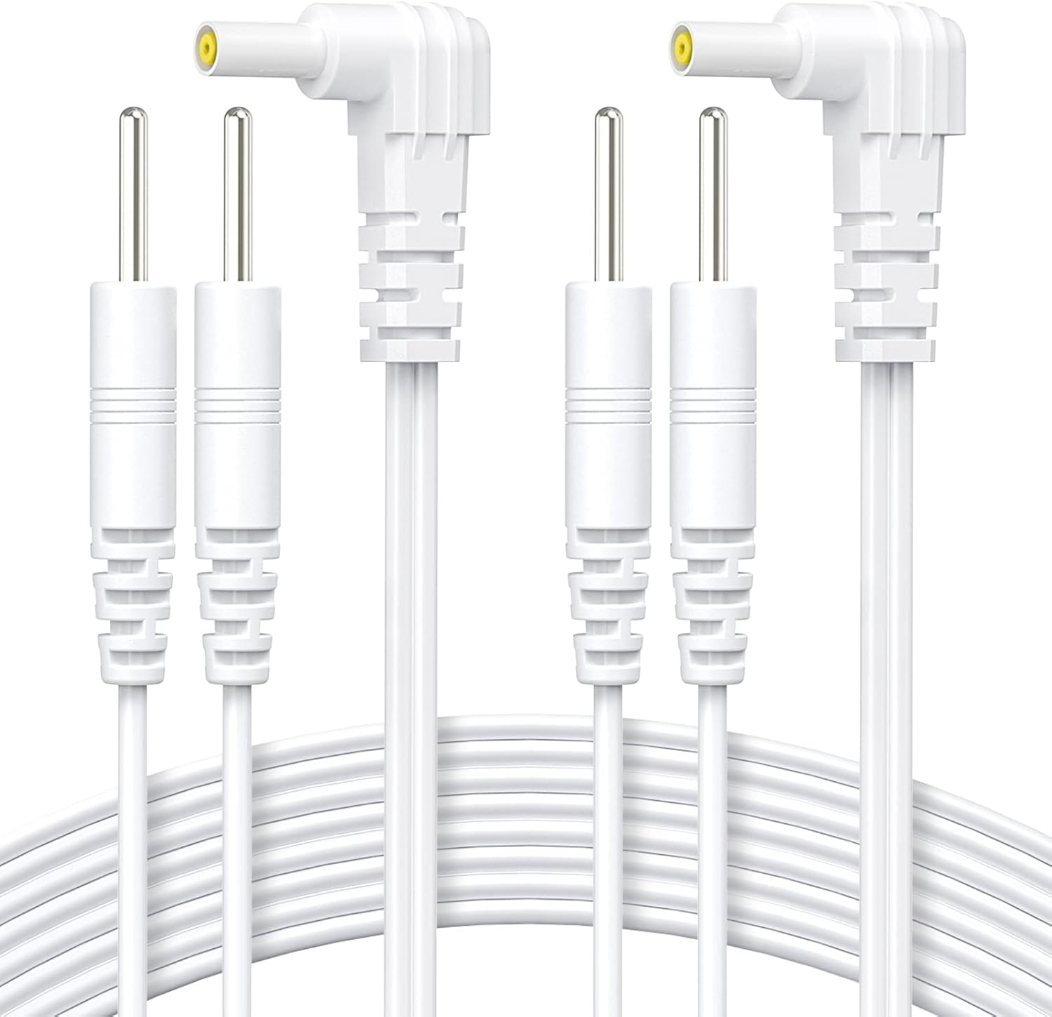 AUVON Durable Lead Wires for TENS EMS Units (2 Packs), Standard Leads with 40,000+ Bend Lifespan (10X Durability), Compatible with Electric Muscle Stimulators in 2.35mm Plug and 2mm Pin Electrodes