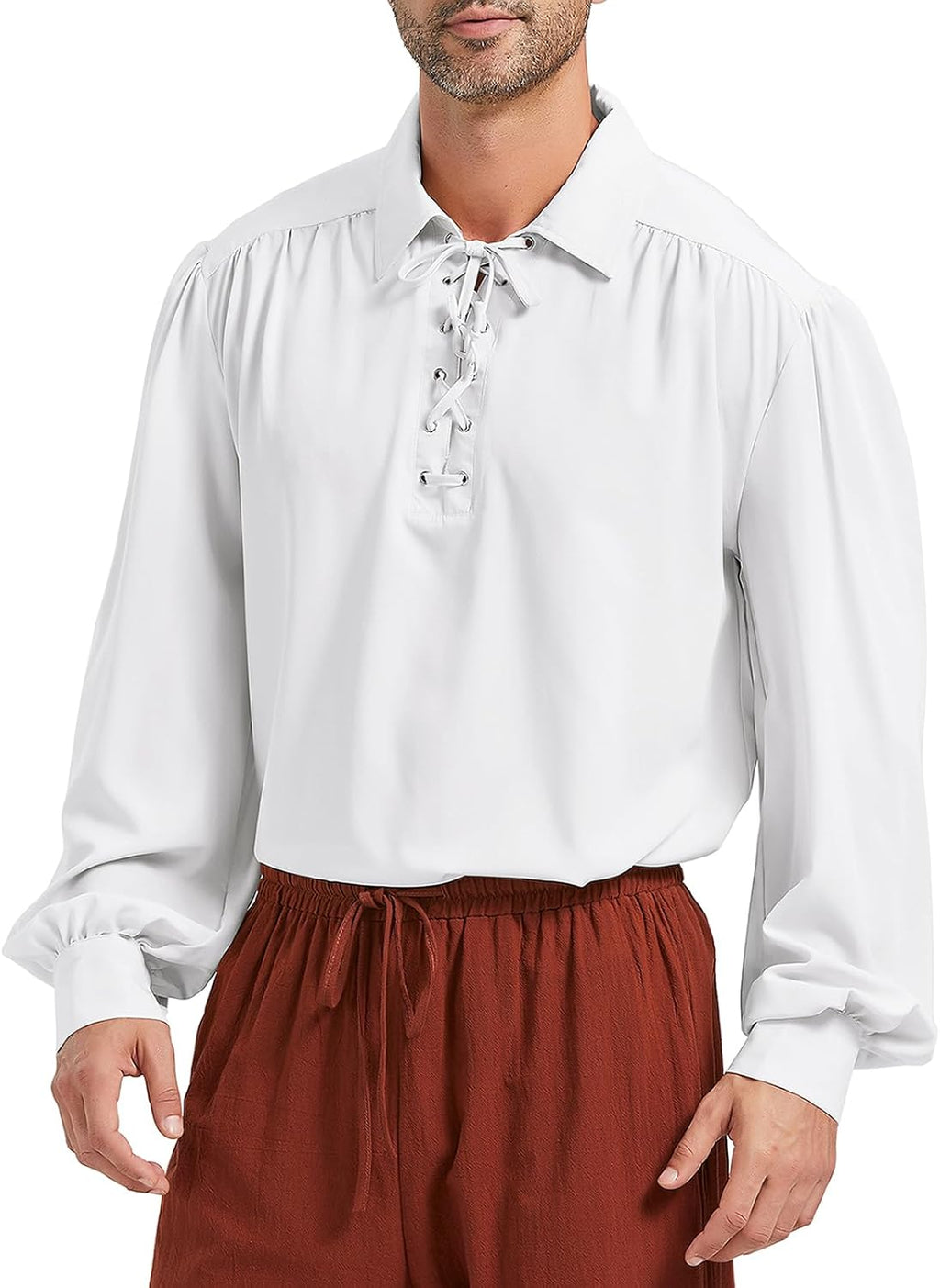 Pirate Shirt Men Renaissance Faire Costume Medieval Victorian Shirt Vampire Gothic Steampunk Costume Halloween Cosplay Tops