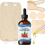 Tavio Castor Oil Pack, Organic Cotton Castor Oil Pack Wrap Kit, Wellness Packs for Liver Support, Digestion Aid, Muscle Relaxation & Detox, Reusable & Comfortable