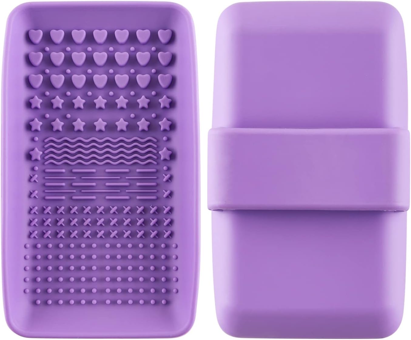 2PCS Brush Cleaning Palette,Handheld Silicone Brush Scrubber Brush Cleaning PadReusable Scrubber to Clean All of Your Ink Blending Brushes with Ease Portable Washing Tool (4 x 5 7/8inch Purple)