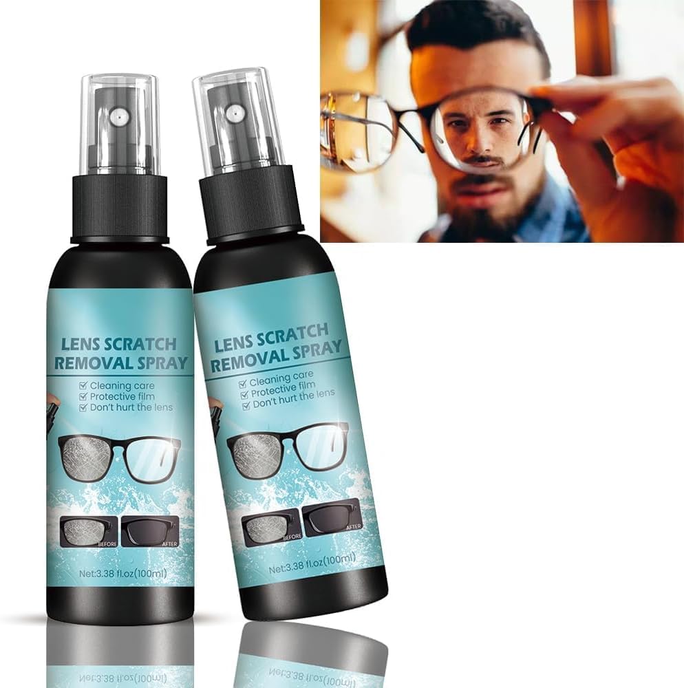 Lens Scratch Removal Spray 2 * 100 ml, Eye Glass Cleaners Spray, Eyeglass Cleaning Tools For Lenses Screens, For Eyeglasses, Sunglasses, Camera Lens, Screens, Smartphones, Tablets, Laptops