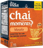 Tea India Chai Moments Masala Chai Tea Instant Latte Mix Flavorful Blend Of Premium Black Tea & Natural Ingredients Traditional Indian Caffeinated Tea Individually wrapped 10 Sachets