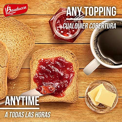 Bauducco Toast - Delicious, Light & Crispy Toasted Bread - Original & Whole Wheat - Ready-to-Eat Breakfast Toast & Sandwich Bread - No Artificial Flavors - 30 oz (Pack of 6)