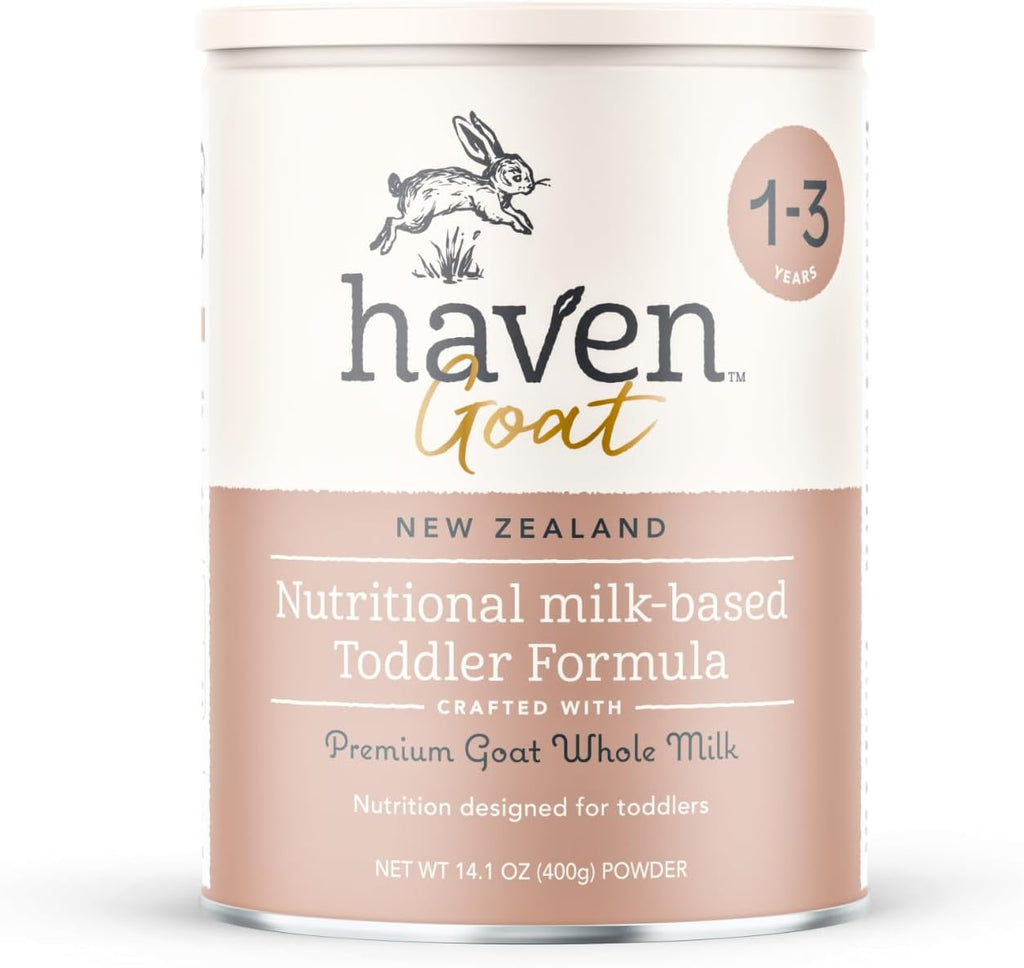 Haven Goat Toddler Formula, Grass Fed Whole Goat Milk Powder for Toddlers With Probiotics, Prebiotics, Lutein and Omega 3 Dha, Easy Digestion Formula, Non GMO, American Made, 14.1 Oz