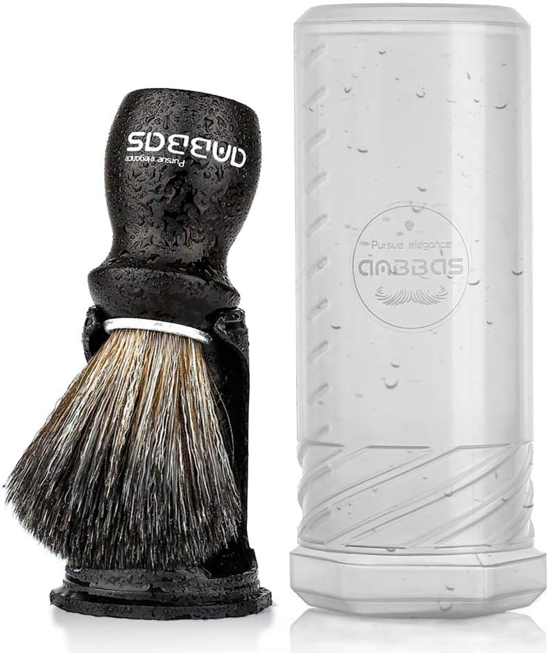 Anbbas Shaving Brush and Holder with Travel Case, Synthetic Badger Hair Ebony Handle Brush 3in1 Kit for Men