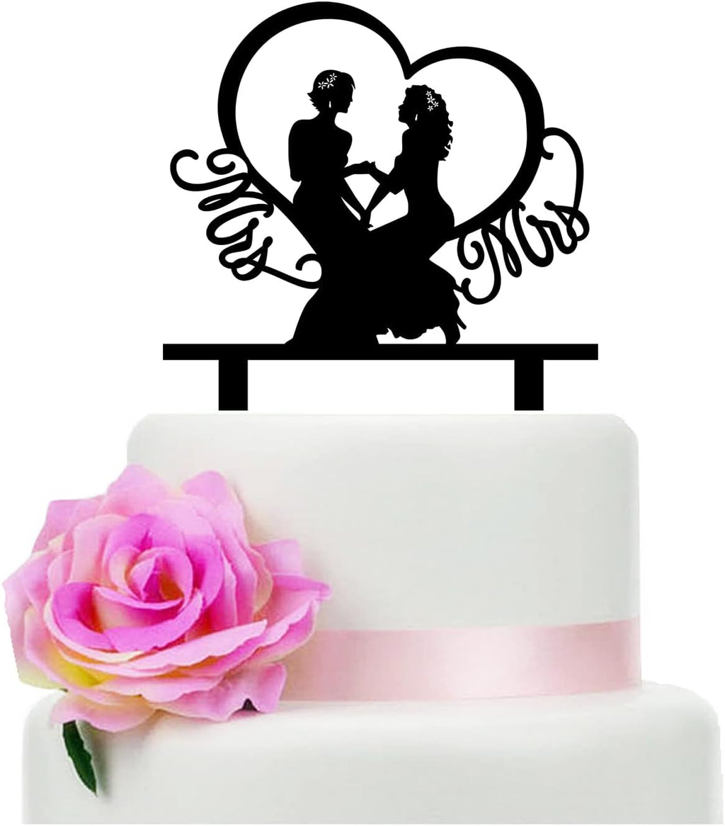 Lesbian Wedding Cake Topper, Mrs & Mrs Cake Topper for Female's Wedding Party Supply, Lesbian Marriage Union Party decor