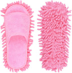 Microfiber Slippers Floor Cleaning Mop Men and Women House Dusting Slippers Floor Cleaning Tool (pink)
