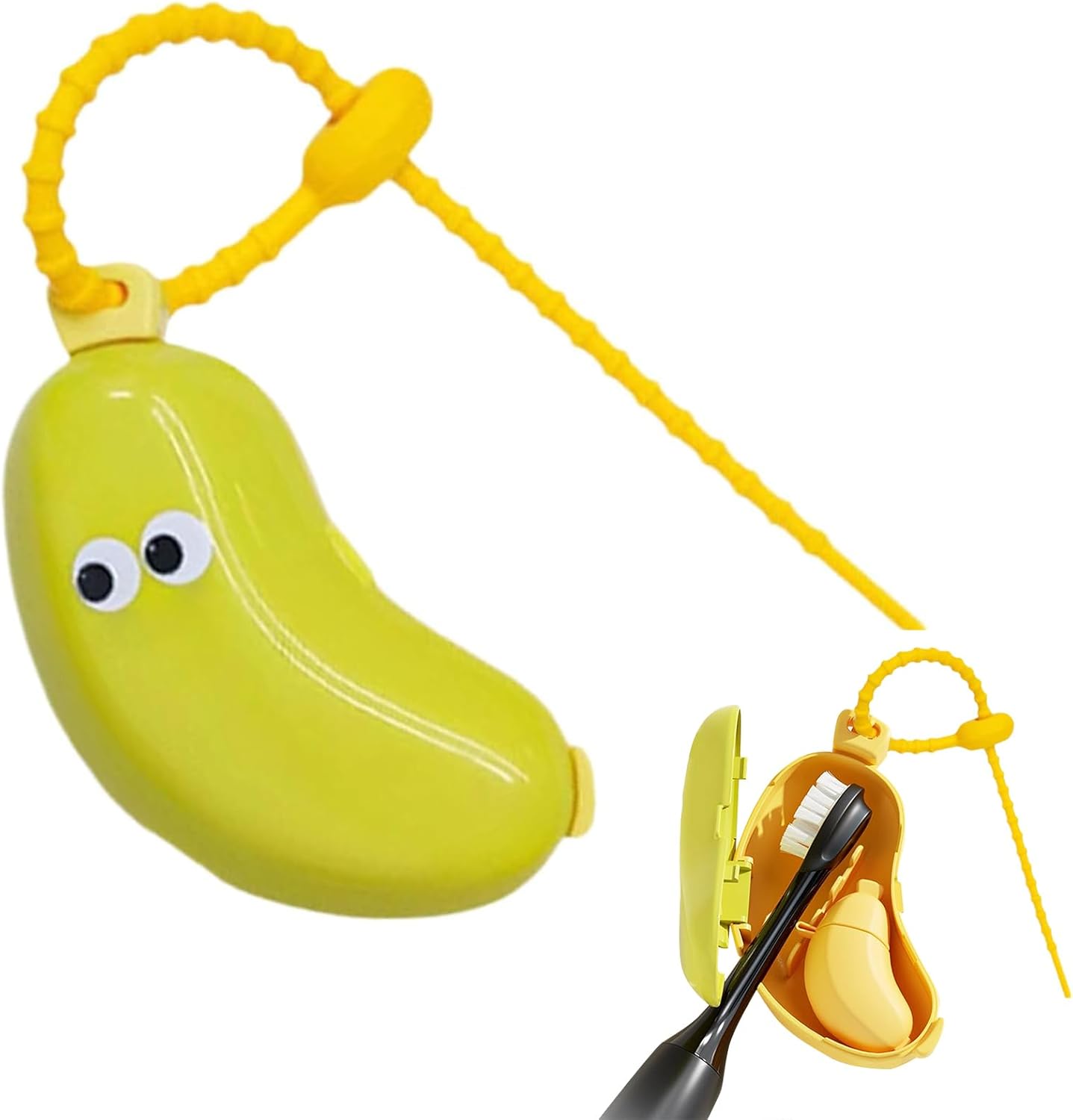 Banana Toothbrush and Toothpaste Case - Portable Travel Holder for Manual & Electric Toothbrushes, Cute Fruit Design for Home & Travel(Green)