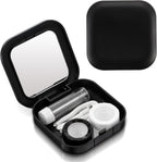 2pcs Travel Contact Lens Case Kit, Portable Contact Lens Case with Contact Lens Applicator Tool and Mirror Solution Bottle for Daily Vision Care and Outdoor Use, Travel Size (Black)