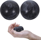 2Pcs Health Exercise Jade Ball for Elderly Black Massage Hand Balls for Relief and Finger Relaxation Traditional Baoding Tool for Home Use