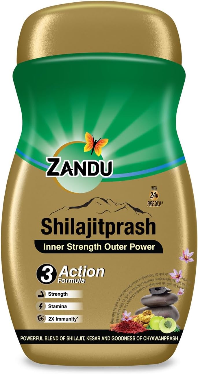 Zandu Shilajitprash, Combination of Shilajit and Selected Herbs of Chyawanpash, a Powerhouse of 47 Potent Ayurvedic Herbs, 3 Action Formula to Boost Strength, Stamina & Immunity, 900 Gm