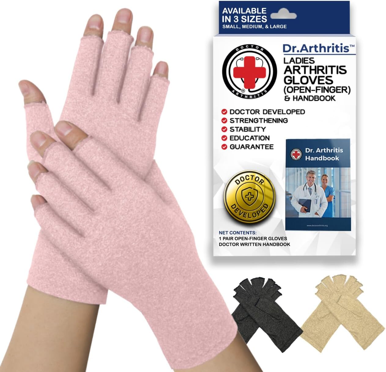 Dr. Arthritis Essentials Arthritis Gloves, Compression Gloves Ideal as Raynauds Gloves, Hand Brace for Arthritis