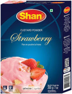 Shan Custard Powder Strawberry 7 oz (200g) - Flan en Poudre la Fraise - Essential Dessert for any Occasion - Suitable for Vegetarians - Airtight Bag in a Box