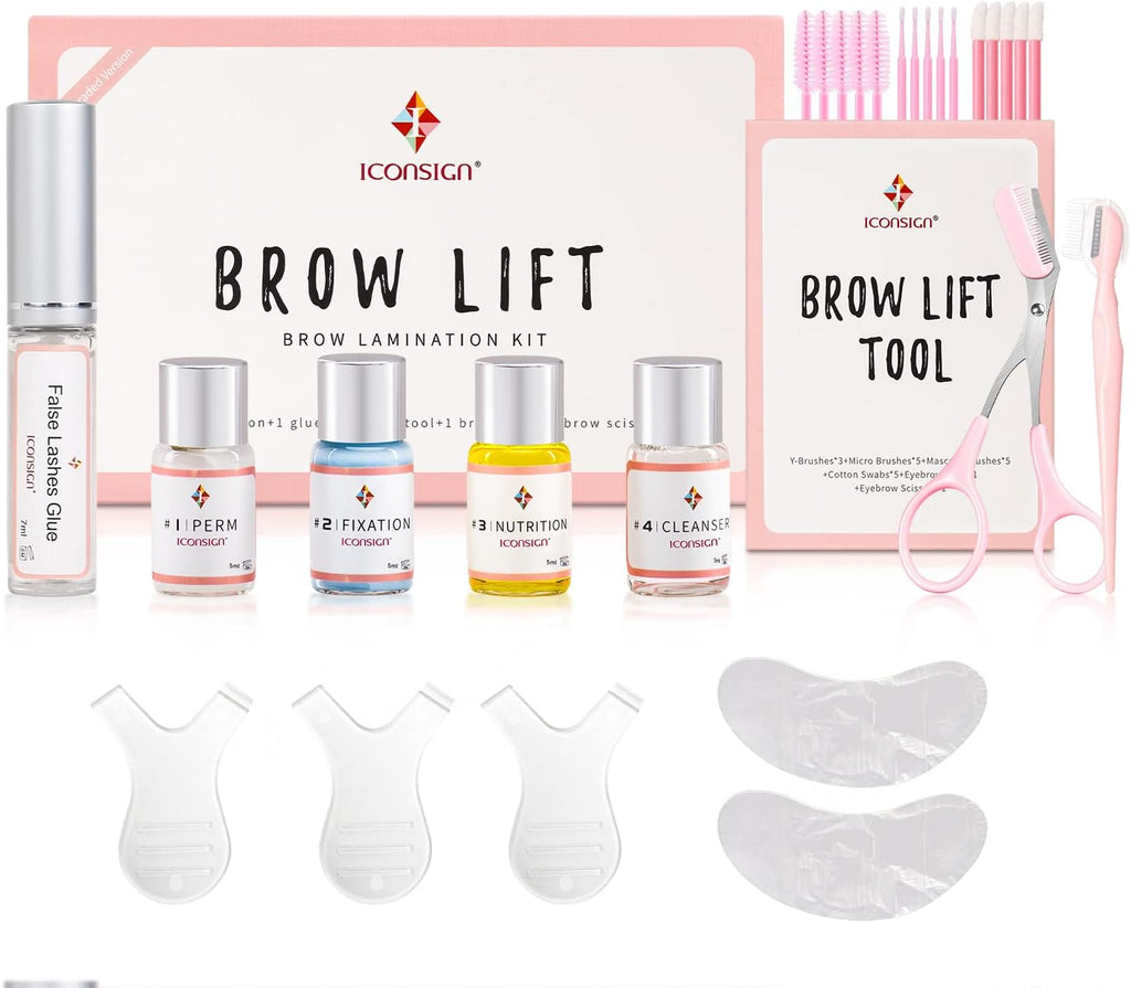 ICONSIGN Brow Lamination Kit, Professional Semi-Permanent Eyebrow lift Kit, Fuller & Thicker Brows Long Lasting up to 8 weeks, Suitable for Salon & Home Use