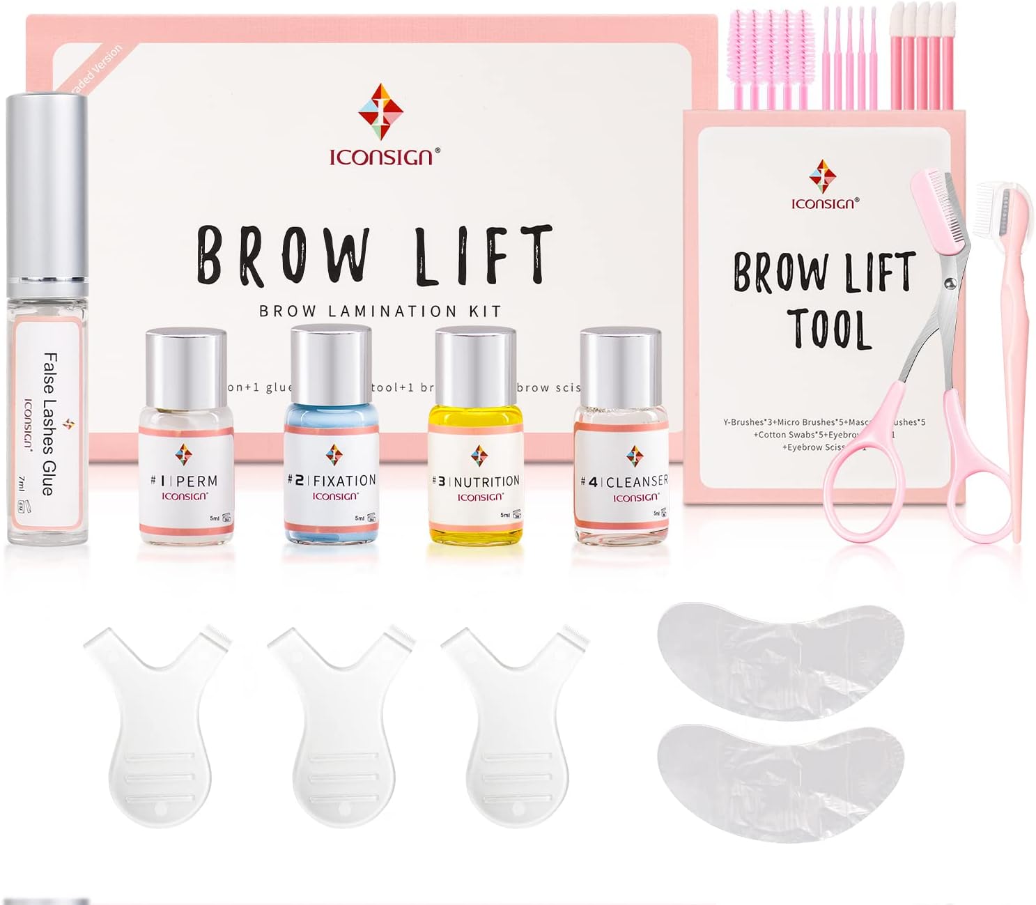 ICONSIGN Brow Lamination Kit, Professional Semi-Permanent Eyebrow lift Kit, Fuller & Thicker Brows Long Lasting up to 8 weeks, Suitable for Salon & Home Use