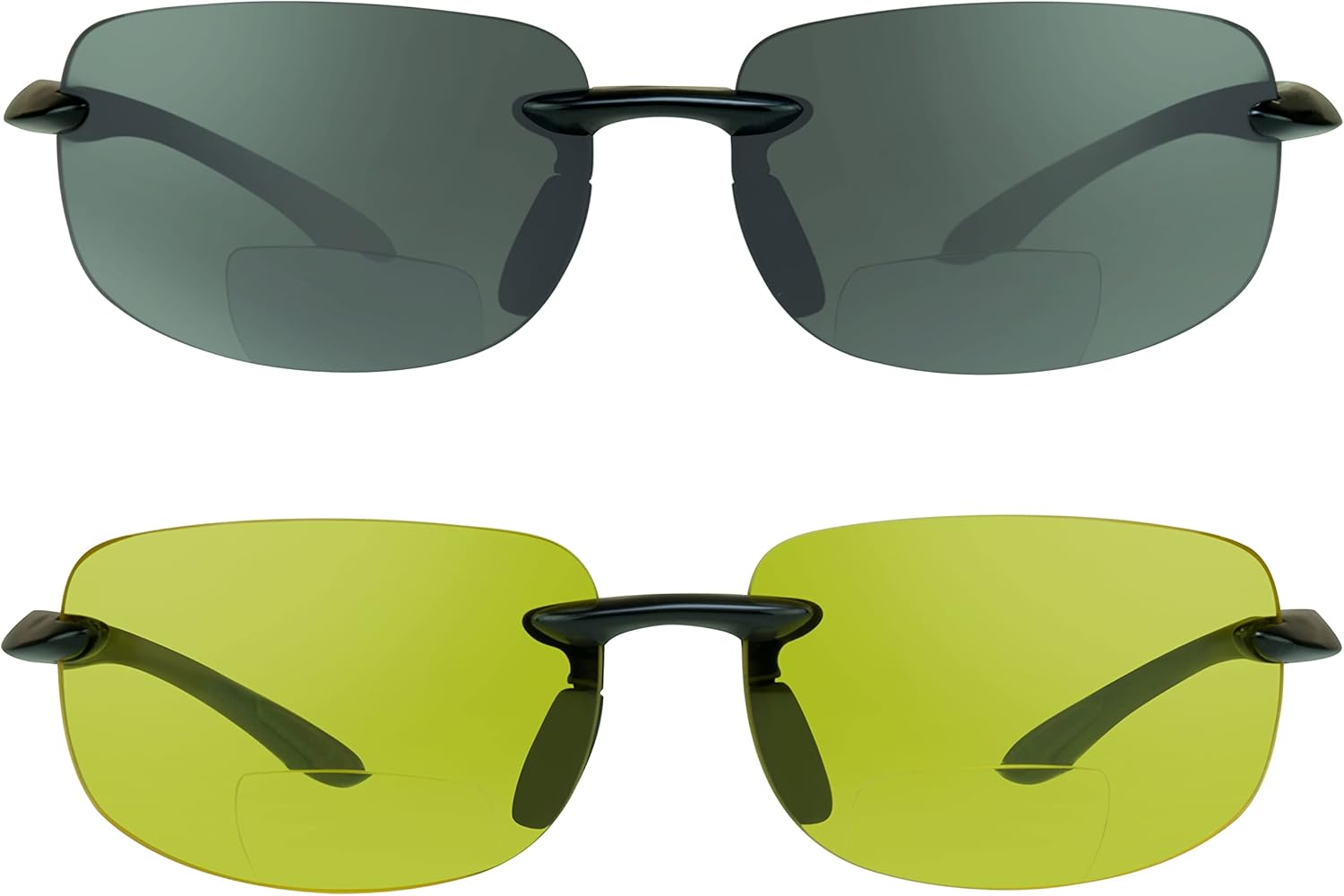 proSPORT Bifocal Reader Sunglass Wrap Light Weight Maui Golf Tennnis Cycling Running Rubber Yellow HD Gray Brown Men Women