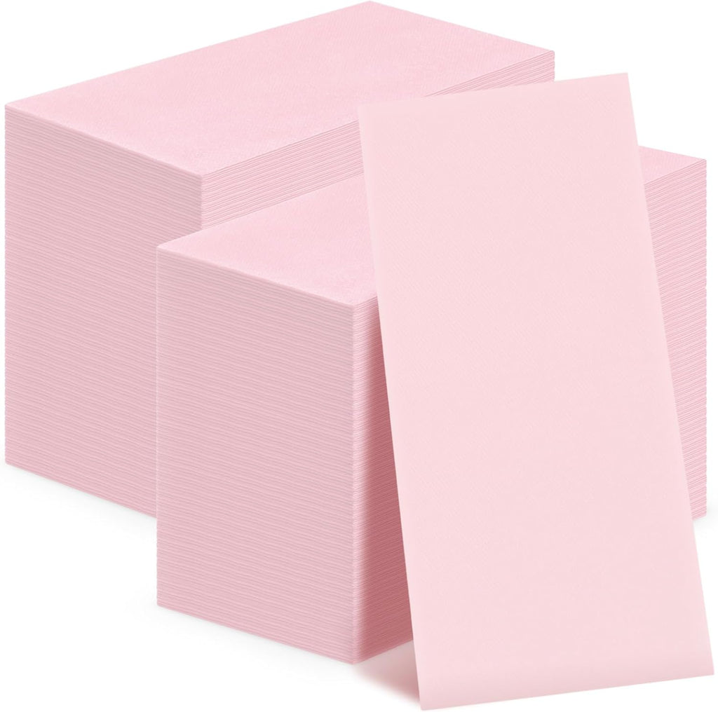 Qilery 100 Pcs Linen Feel Disposable Dinner Napkins Decorative Paper Napkin 17"x12" Paper Soft Hand Towel Absorbent Disposable Guest Towel for Kitchen Wedding Party(Pink)