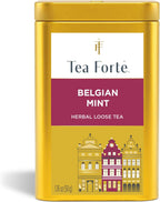 Tea Forte Belgian Mint Premium Loose Leaf Caffeinated Herbal Tea Blend Canister, Makes 35-50 Cups