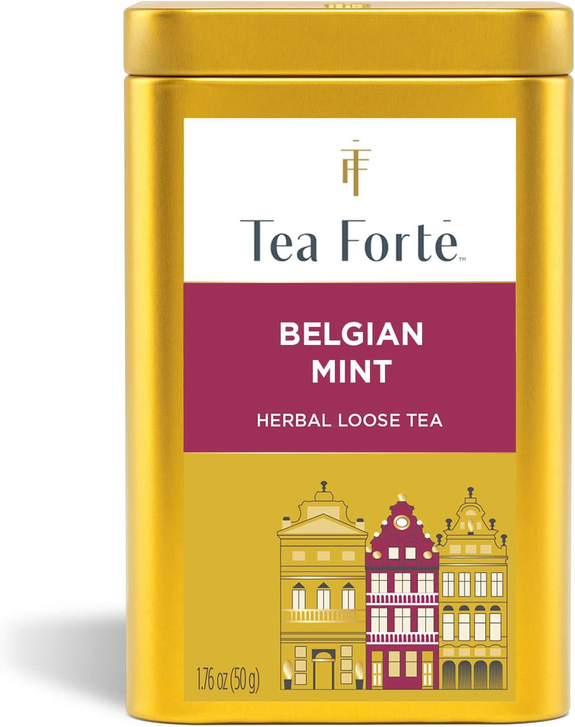 Tea Forte Belgian Mint Premium Loose Leaf Caffeinated Herbal Tea Blend Canister, Makes 35-50 Cups