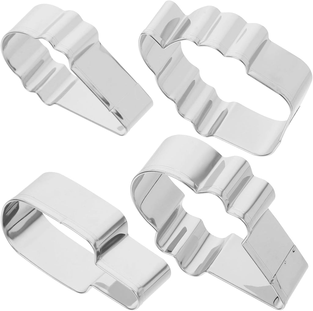 4pcs Stainless Steel Cookie Cutters Set Ice Cream Shape Metal Cookie Molds Baking Tools for Homemade Biscuits and Fondant Decorating