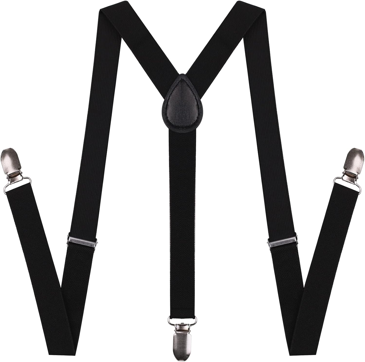 Black Suspenders for Men and Women Adjustable Suspender Elastic 1 inch Wide with Heavy Duty Clips