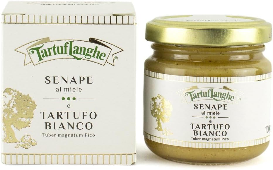 TartufLanghe Honey Mustard with White Alba Truffle – Gourmet Italian Truffle Mustard Condiment with Wildflower Honey, Perfect for Meats, Sauces, Vegetables, and Charcuterie Spreads - 3.53 oz
