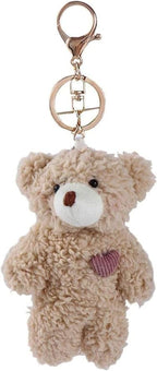 Jinshining Brown Bear Plush Keychain, Stuffed Animals Bag Pendant, Kawaii Rabbit, DIY Trinket Dog Plush Keyring Car Keychain Pink Heart Teddy Bears Automobile Accessories