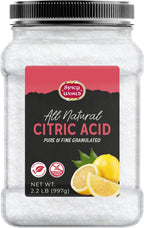 Citric Acid 2.2 LB Jar - Pure, All Natural, Food Grade, Non-GMO Citric Acid Powder for Cleaning, Bath Bombs, Preserving | Fine Granular & Premium Quality by Spicy World