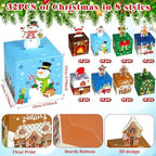 Yeaqee 32 Pcs Christmas Goody Gift Boxes 3D Xmas Candy Treat Box Red and Black Buffalo Plaid Treat Favor Bags Holiday Gift Wrap Paper Holder for Cookies Party Favor Supplies Giving(Vibrant)