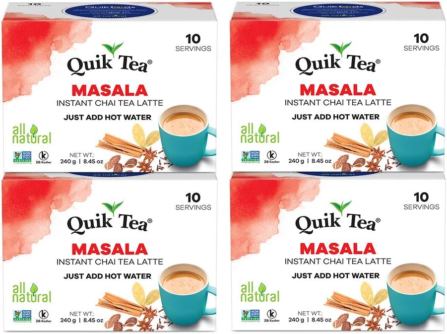 QuikTea Tea Latte, Masala Chai, 8.5 Ounce (Pack of 4)