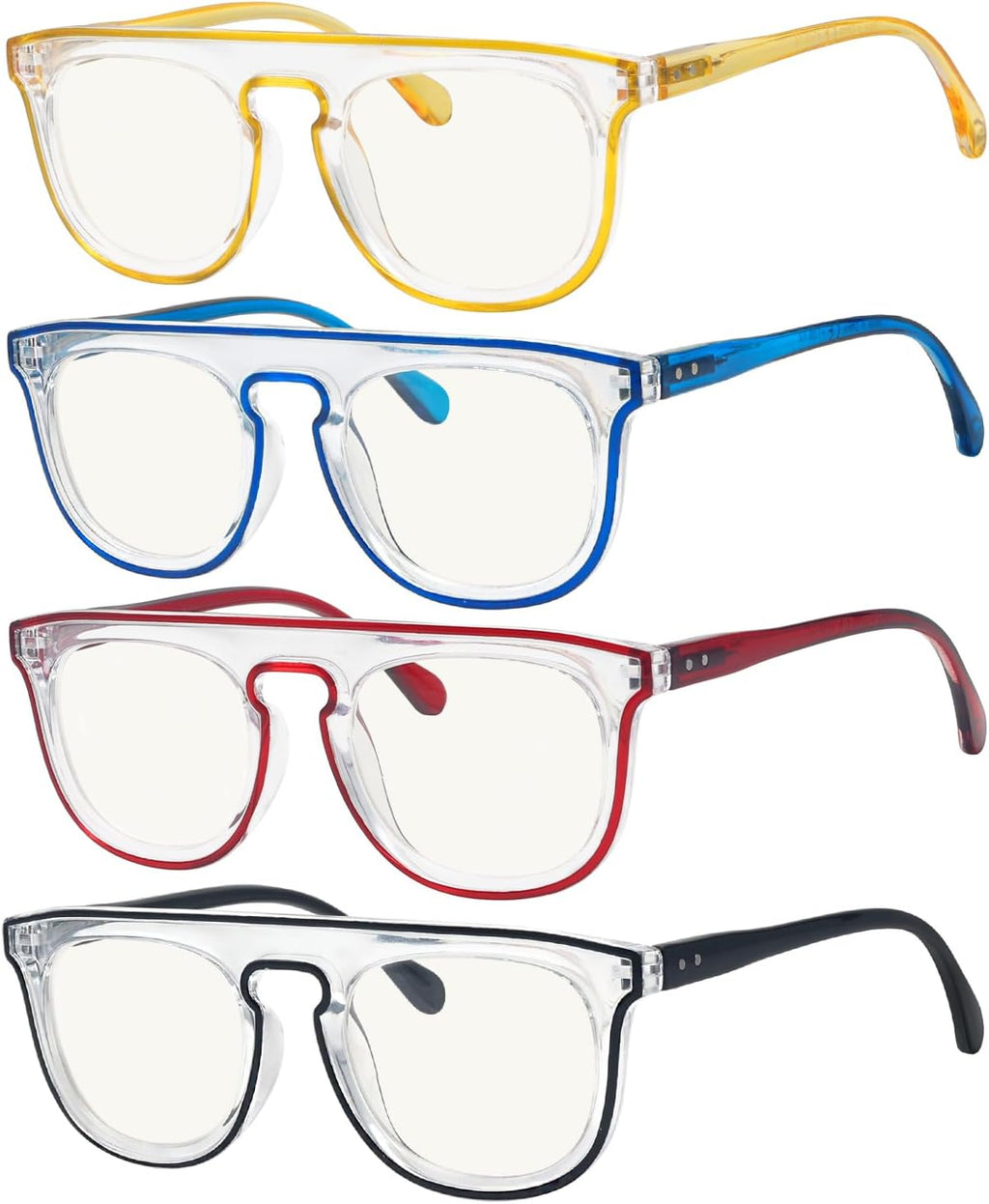 Eyekepper 4-Pack Progressive Multifocus Reading Glasses Blue Light Blocking No Line Multifocal Readers Double Color