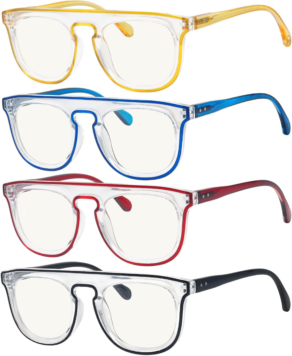 Eyekepper 4-Pack Progressive Multifocus Reading Glasses Blue Light Blocking No Line Multifocal Readers Double Color