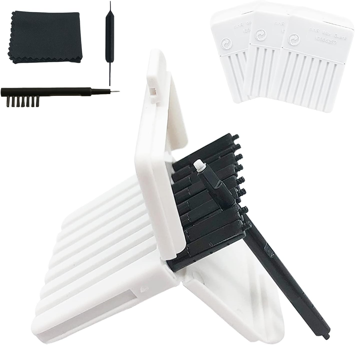 MiniReceiver Wax Guards Filters for Signia/Siemens Hearing Aids - MiniR Waxtraps with Cleaning Brush Kit Tools and Carry Case -3packs (24 Pieces)