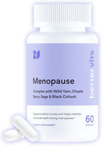 Bettervits Menopause Supplements for Women with Ashwagandha and Zinc | Hormone Balance Support with Vitamins D3 B6 B12 for Hot Flashes | Perimenopause Supplements for Monthly Wellness - 60 Capsules