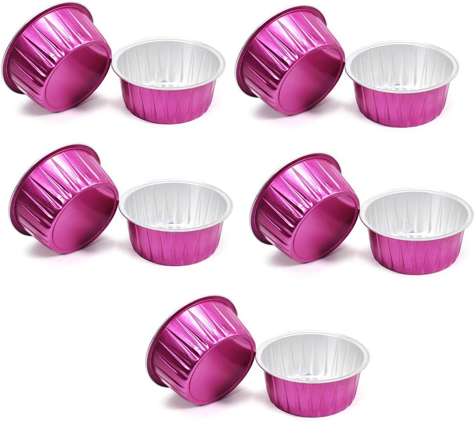 10 Pcs Container Golden Aluminum Foil Bowl Wax Bean Melting Wax Bowl Melting Wax Bowl Reusable Round Shape Aluminum Depilatory Foil Bowl for Home Waxing Spa Face Arm Armpits Legs Bikini (Rose Red)