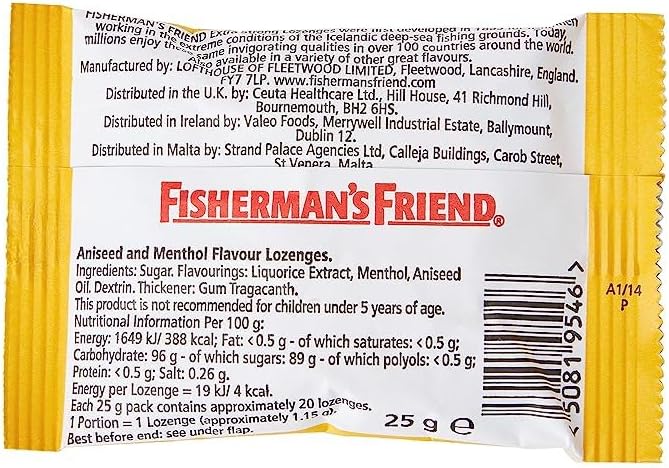 Fishermans Friend Aniseed Menthol Flavour Lozenges 25g (Pack of 5)