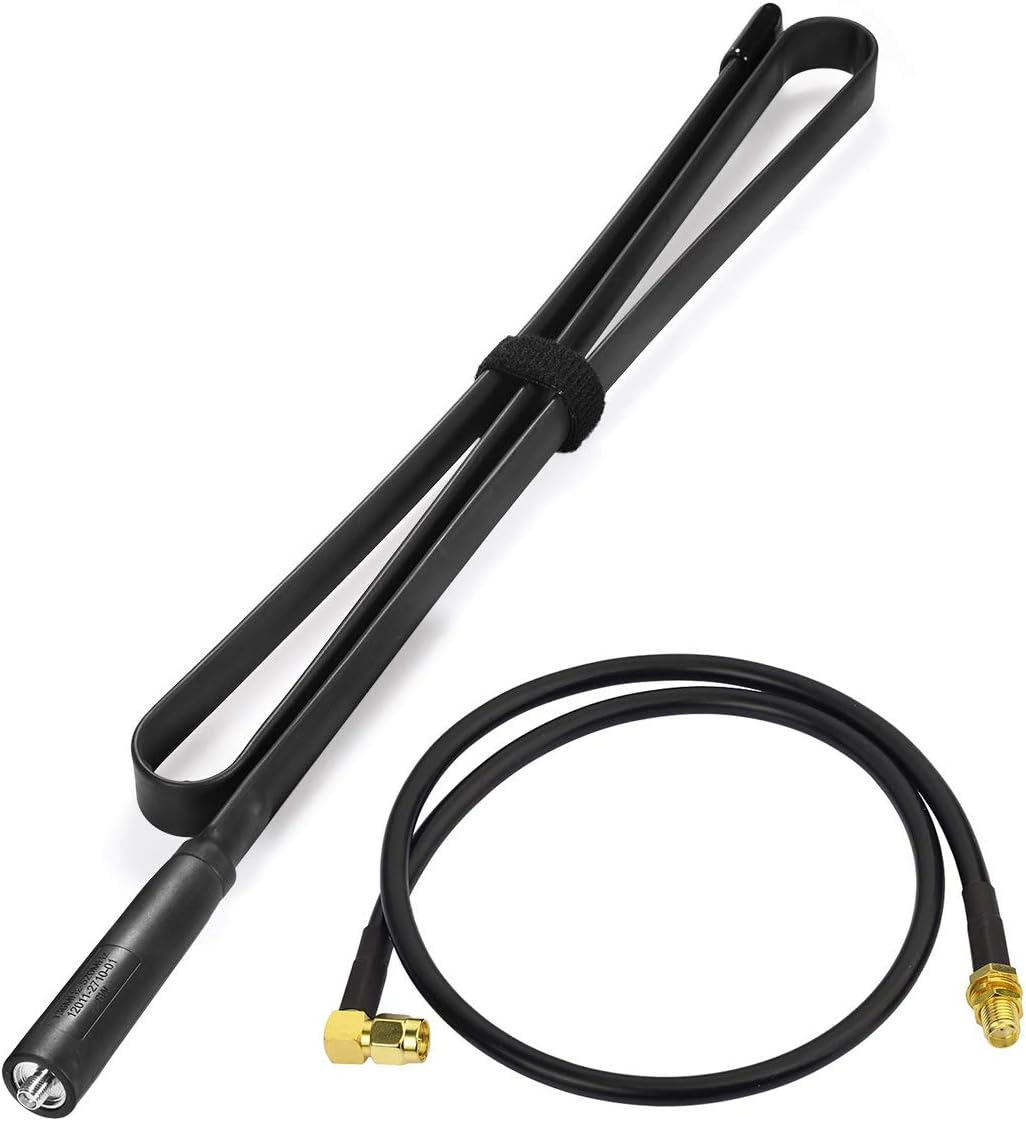 Bingfu Dual Band VHF UHF 136-520MHz 42.5 inch Foldable CS Tactical SMA Female Ham Radio Antenna with 3 feet Extension Relocation Cable for Baofeng BF-F8HP UV-5R UV-82 BF-888S GT-3 Ham Radio